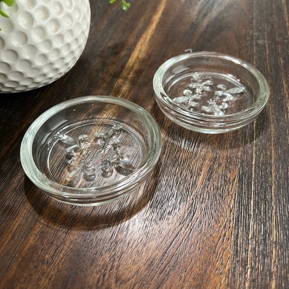 Vintage Princess House Fleur-De-Lis clear glass coaster 2 piece set SOLD - Picture 2 of 10